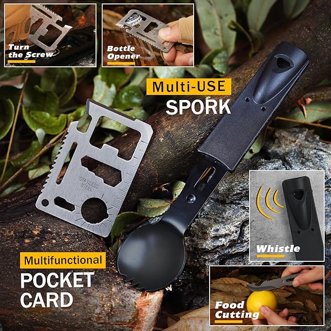 Survival Kit 14 in 1, Survival Gear and Equipment, Gifts for Men Dad Husband Him Fathers Day, Outdoor Fishing Hunting Camping Anniversary Birthday Gift Ideas for Boyfriend