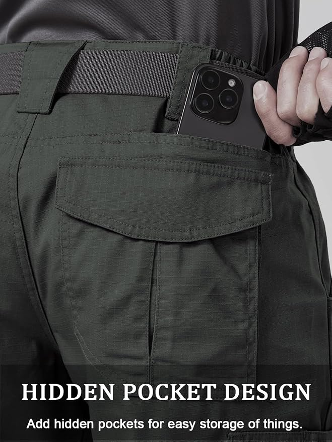CNBQDD Mens Work Pants Cargo Tactical Construction for Men Ripstop Water Repellent Lightweight Outdoor Hiking with Pockets