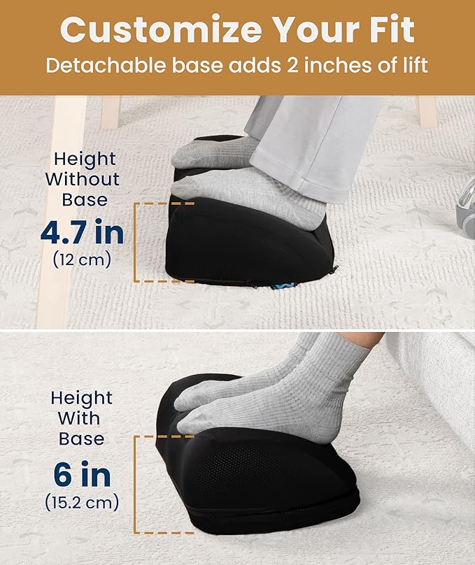 Elevate Series by Everlasting Comfort Adjustable Cloud Foot Rest for Under Desk at Work with Pressure Point Nodes - Comfortable Memory Foam Office Foot Stool & Desk Pillow, Gaming & Home Accessories