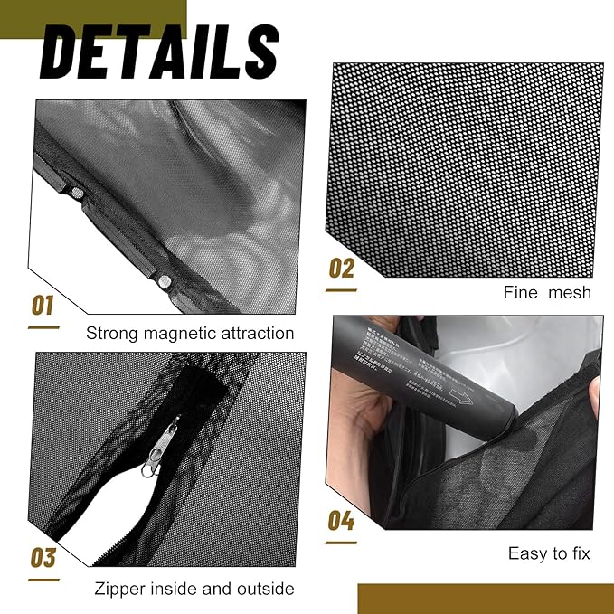 Yahenda SUV Tailgate Mesh Screen for Camping, Car Tailgate Tent Shade, Breathable Bug Screen with Magnetic Design, UV Protection Privacy Cover, Car Camping Accessories(Large,Full Wrap,Black)