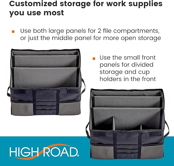 High Road Carganizer Front Seat Car Office Organizer and Mobile Office Work Truck Organizer with Filing Dividers and Desk Top Cover | Front Seat, Mobile Office, Filing Dividers, Desk Top Cover