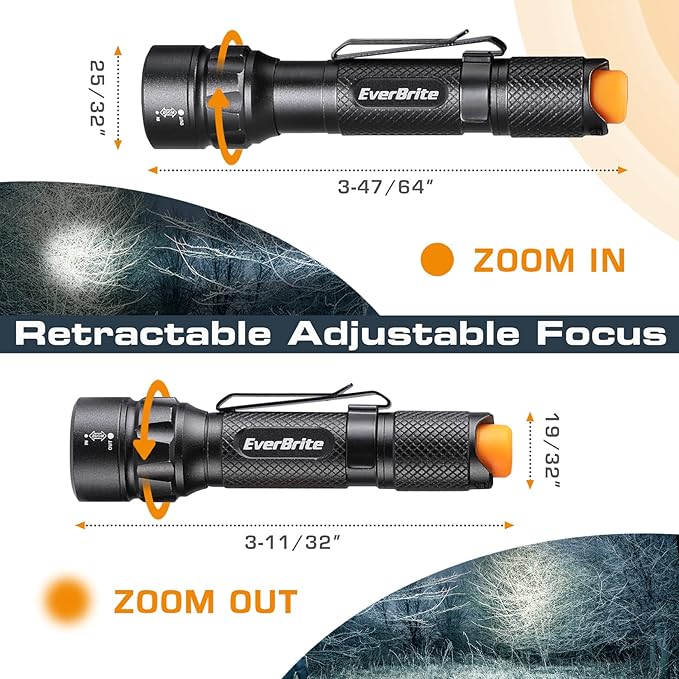 EverBrite Super Small Mini LED Flashlight, 3 Lighting Modes, Zoomable Adjustable Focus for Camping, Hiking, Fishing, Running, Power Outages & Emergencies, 1 AAA Battery Included