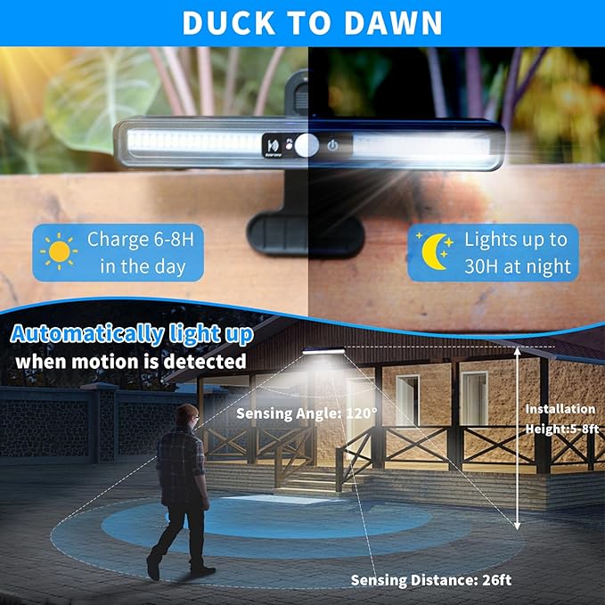 Clip On Solar Motion Lights Outdoor Waterproof, 4 Pack Motion Sensor Outdoor Lights with 36 LEDs, 6000K, Portable Solar Powered Security Light for Fence Garage Camping(Black)