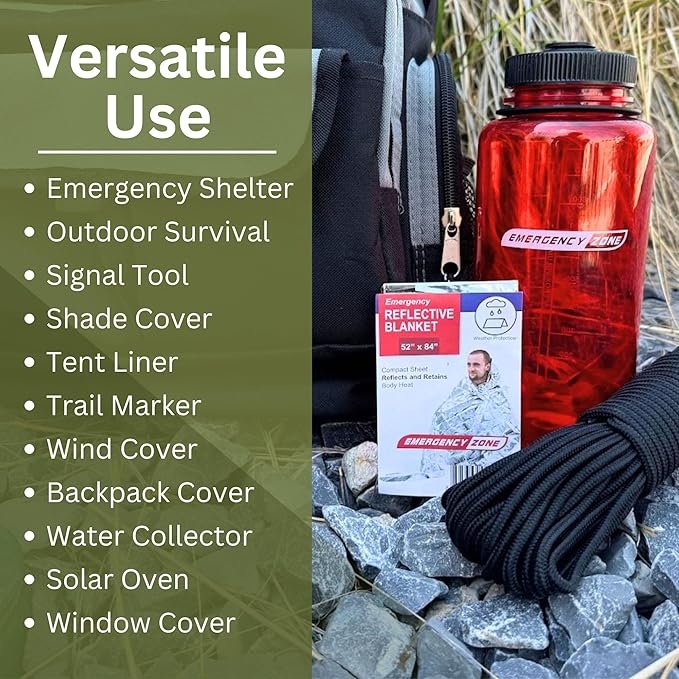 [1 Pack] Thermal Reflective Emergency Blanket 52”x84” | Emergency Mylar Blankets | Survival Blanket for Survival Supplies | Camping, Hiking, or Emergencies