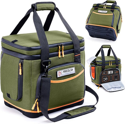 Double-Layer Travel Carrying Case for Jackery Explorer 500 – Portable Power Station Storage Bag with Molded Hard Bottom, Side Ventilation, and Front Pockets for Jackery Accessories & Solar Generator