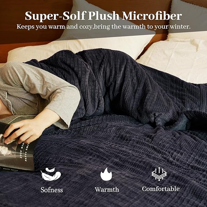 Texciting Electric Blanket Queen Size 84''X90'' - Heated Blanket with Dual Control Fast Heating 10 Heating Levels & 10 Hours Auto Off,ETL Certified Machine Washable (Black)