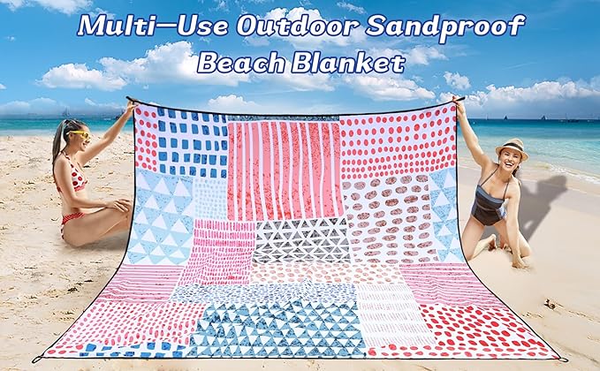 HIHOHO Beach Blanket Waterproof Sandproof Extra Large Beach Mat 79" X 83"/120"x108"for 1-8 Adults Quick Drying Durable Outdoor Picnic Mat for Beach Travel Camping Hiking