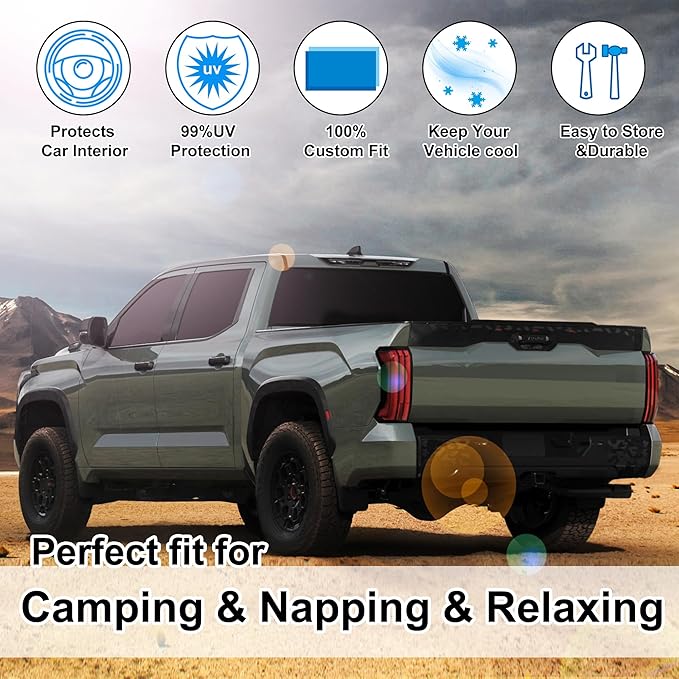 TINGLU Window Shades for Toyota Tundra 2022-2025 2026 Accessories Car Side Full Windows Rear Windshield Sun Shade Sun UV Rays & Privacy Protection for Camping,Napping&Relaxing 6PCS