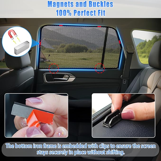 ZATOOTO Car Window Shades Honda CRV 2017-2022 for Rear Window | Car Curtains 2-Pack Baby & Pet | Blocks 99% UV & Heat | Breathable Mesh Privacy Screen | Bug-Free Design for Camping & Travel