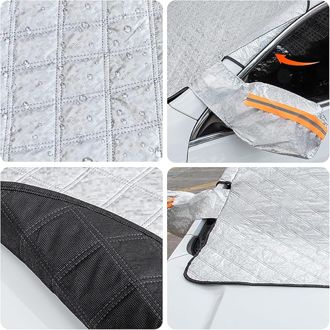 Car Windshield Snow Cover, Magnetic Windshield Snow Cover 4-Layer Protection for Snow, Ice, Frost, Sunlight, Car Windshield Cover with Side Mirror Protector Fit for Most Cars Sedan Compact SUV