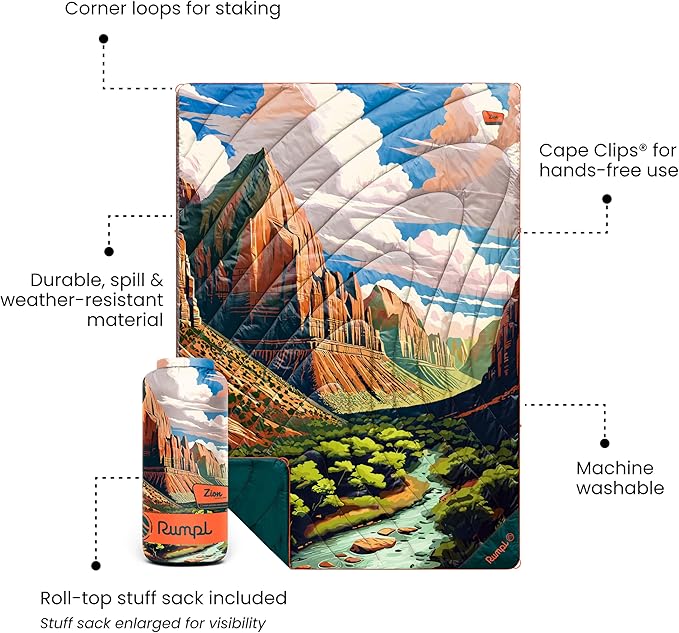 Rumpl Original Puffy National Park Blanket for Camping and Outdoors, Zion - V3