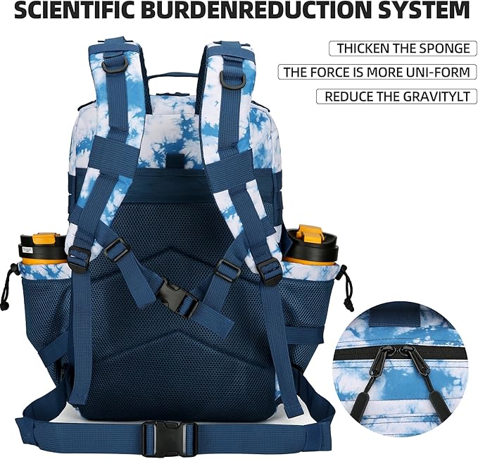 Lovelinks21 45L Tactical Assault Backpack 3 day assault pack with Molle Waterproof backpack Rucksack for Tactical Backpacks (Blue coral)
