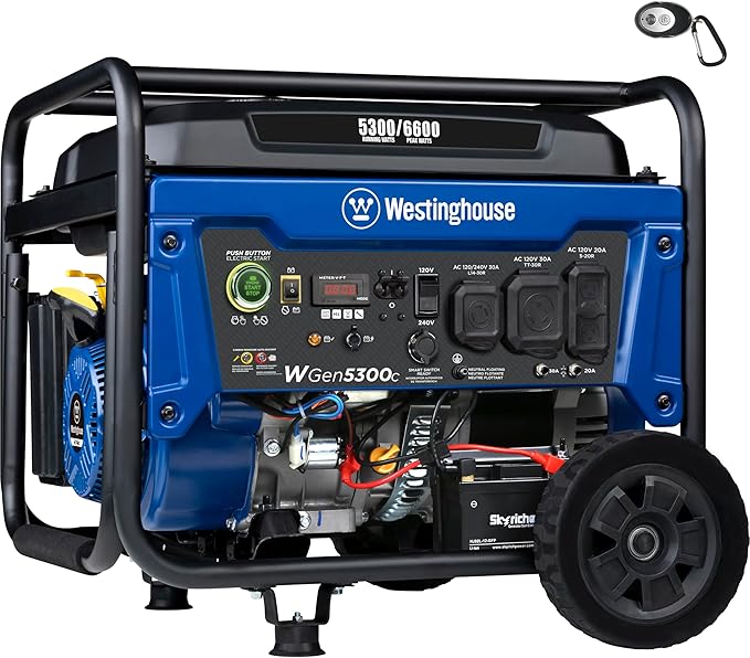 Westinghouse 6600 Watt Home Backup Portable Generator, Remote Electric Start with Auto Choke, Transfer Switch Ready, RV Ready, CO Sensor