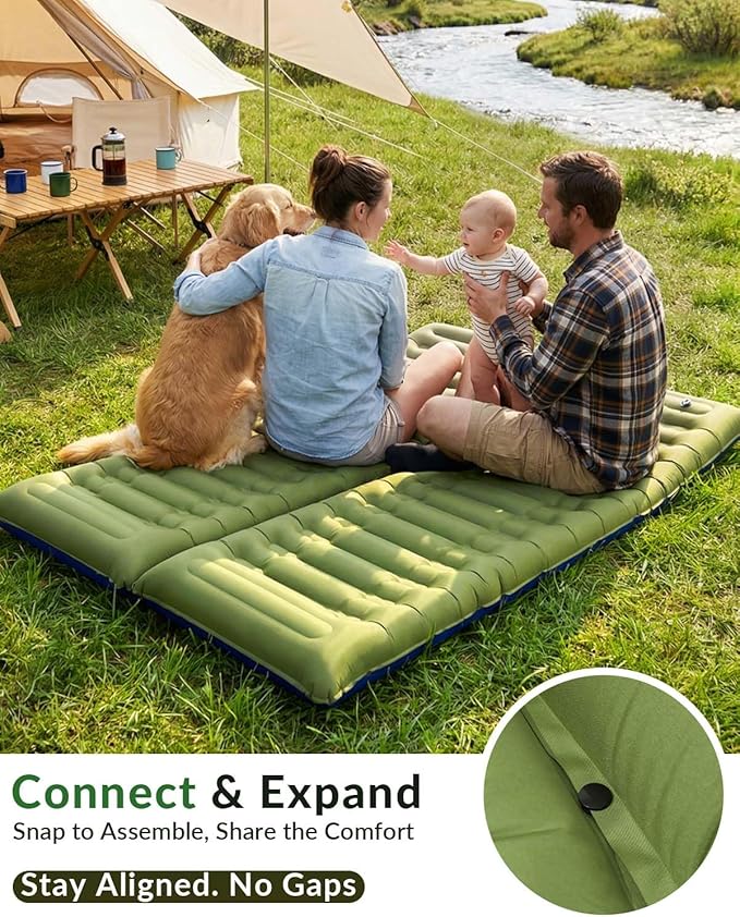 NINTYNINE Camping Sleeping Pad, 5.9" Extra-Thick Reinforced Camping Pad with Built-in Pillow & Foot Pump, Ultralight Compact Inflating Sleeping Mat for Backpacking Hiking Travel Tent Beach