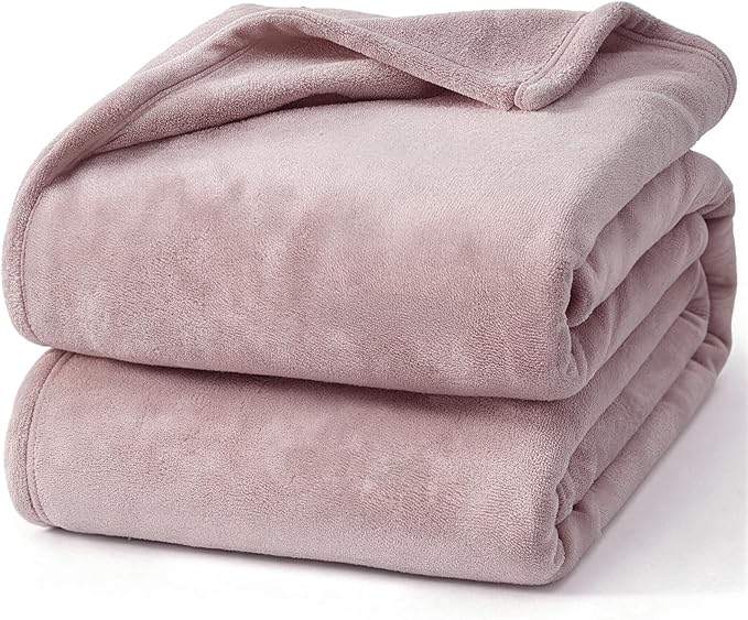 Hansleep Fleece Pink Twin Blanket, Super Soft Flannel Fuzzy Plush Cozy Blanket for All Seasons, Pink, Twin 60x80 Inches
