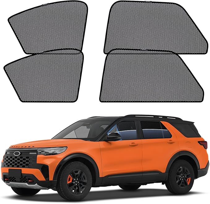 ZATOOTO Car Window Shades for Ford Explorer 2020-2024, Sun Shade for Side Windows Breathable Mesh Car Window Screen for Camping, Protecting Your Baby from 99% UV Rays and Heat, Free-Glare