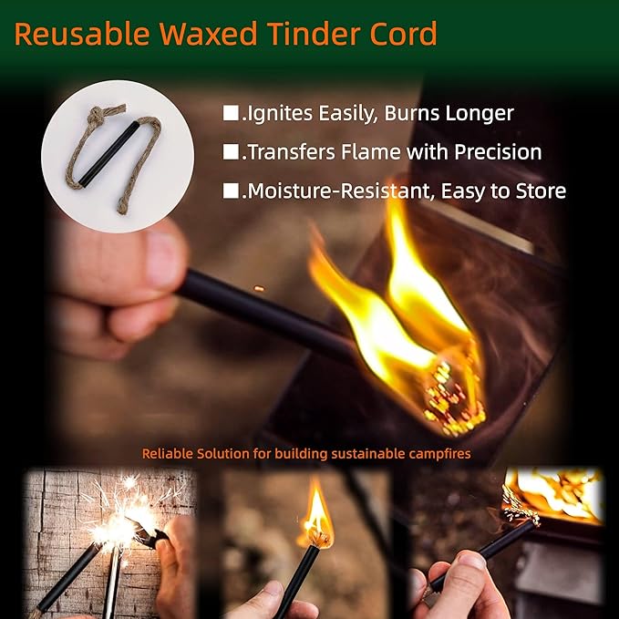 Survival Fire Starter Kit - Ferro Rod & Magnesium Fire Starter Compact Solo Stove with Flint and Steel to Firestarter Fireplace Pit for Outdoor Camping Bushcraft Hiking Emergency Gadgets