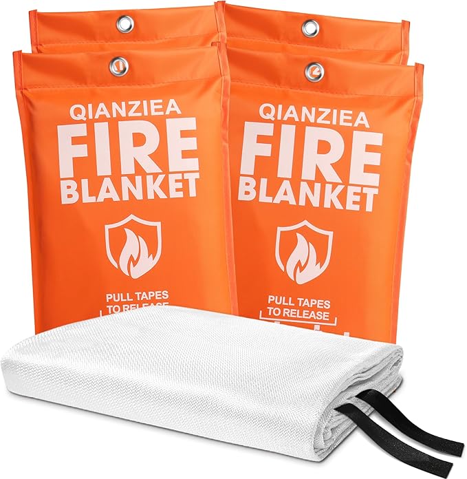 Fire Blanket for Emergency Safety, Protective Flame Resistant Cover,4-Pack