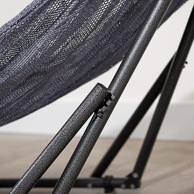Best Home Fashion Hammock for 2 Persons with Collapsible Steel Stand 600 lbs Capacity- Portable Carrying Case, Adjustable, Perfect for Camping Beach Patio, EZ Daze Foldable Hammock with Stand- Grey