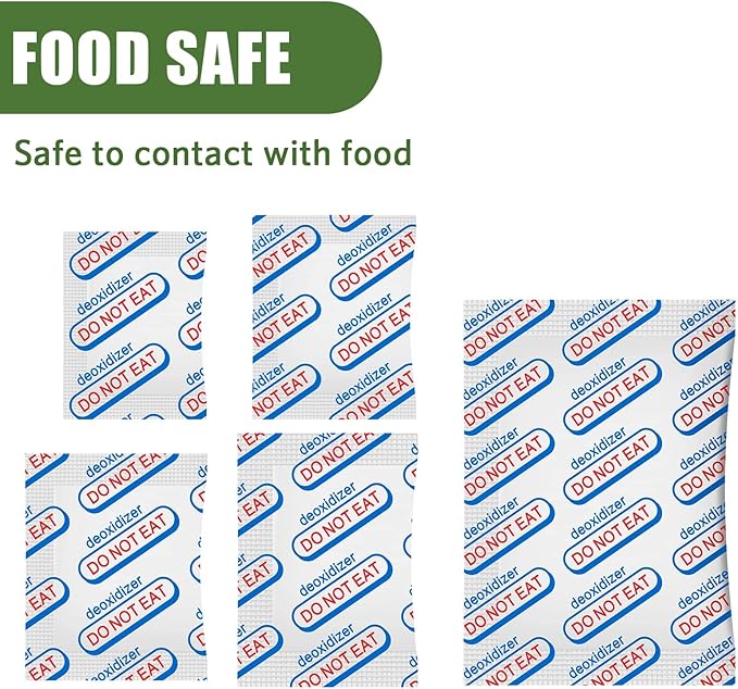 110 Packs 100CC Food Grade Oxygen Absorbers (10 Packs in Individual Vacuum Bag, 11x Packs of 10), Oxygen Absorbers for Food Storage, with Oxygen Indicator, for Mylar Bags, Mason Jars, Canning
