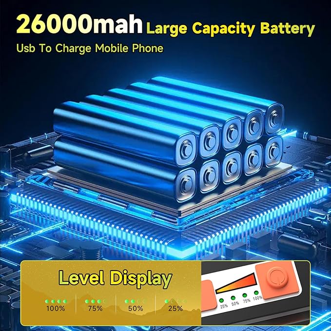 300W LED Solar Work Light Rechargeable, Sinear 26000LM Magnetic Portable Light, 26000mAh with 5 Modes, IP66 Waterproof for Outdoor Camping, Car Repair, Building, Workshop, Garage, Emergency