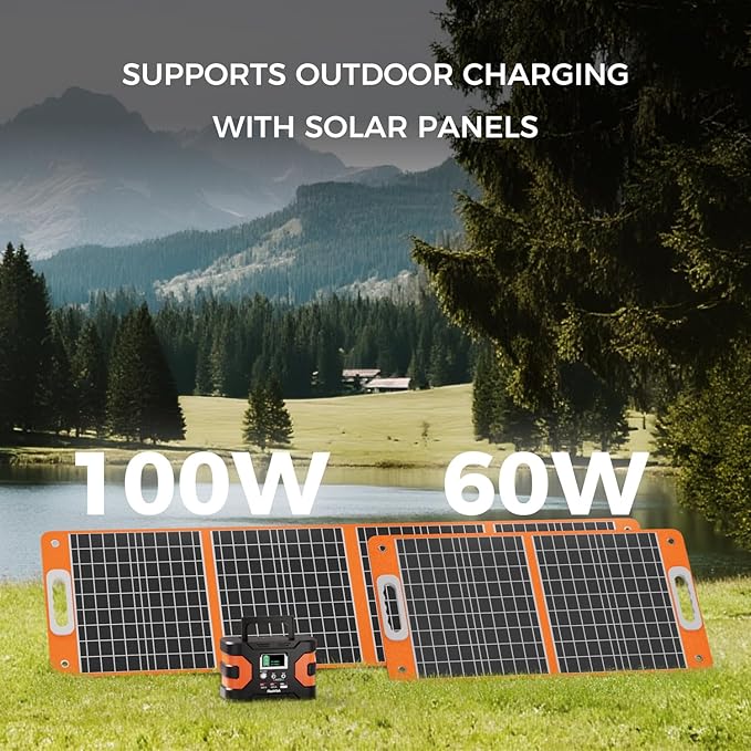 FF FLASHFISH 166Wh Portable Power Station, 150W Solar Generator with AC/Quick Charge USB/DC Outputs, Backup Power Battery Pack for Camping, CPAP, Travel, Home Emergency