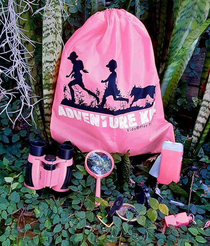 Adventure Kidz - Outdoor Exploration Kit, Children’s Toy Binoculars with Case, Flashlight, Compass, Fox Whistle, Magnifying Glass, Backpack. Great Gift Set for STEM, Pretend Play