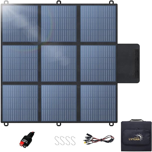 LVYUAN 200W Portable Solar Panel, 24V Foldable Blanket Solar Panel IP64 Waterproof, Upgraded 23% Efficiency for Solar Power Station Generator for Outdoor Camping Backpacking with Anderson Plug