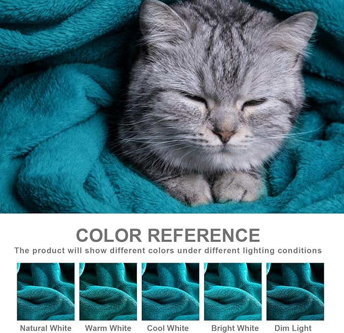 Hansleep Fleece Teal Throw XL Blanket, Super Soft Flannel Fuzzy Plush Cozy Blanket for All Seasons, Teal, Throw XL 50x70 Inches