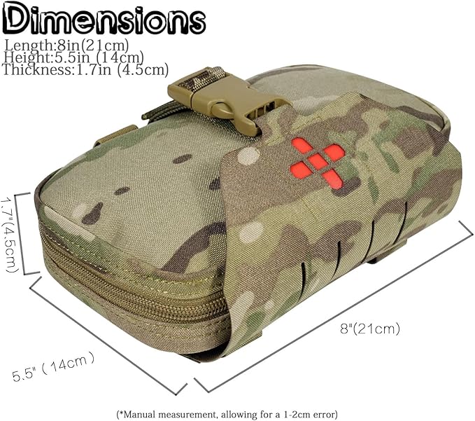 Ifak Pouch-Rapid Deployment Tactical MOLLE Trauma Kit Pouches, Quick Release Tear-Off Medical First Aid Kit Organiser with Red Immediate Identify for Emergency Surviva.