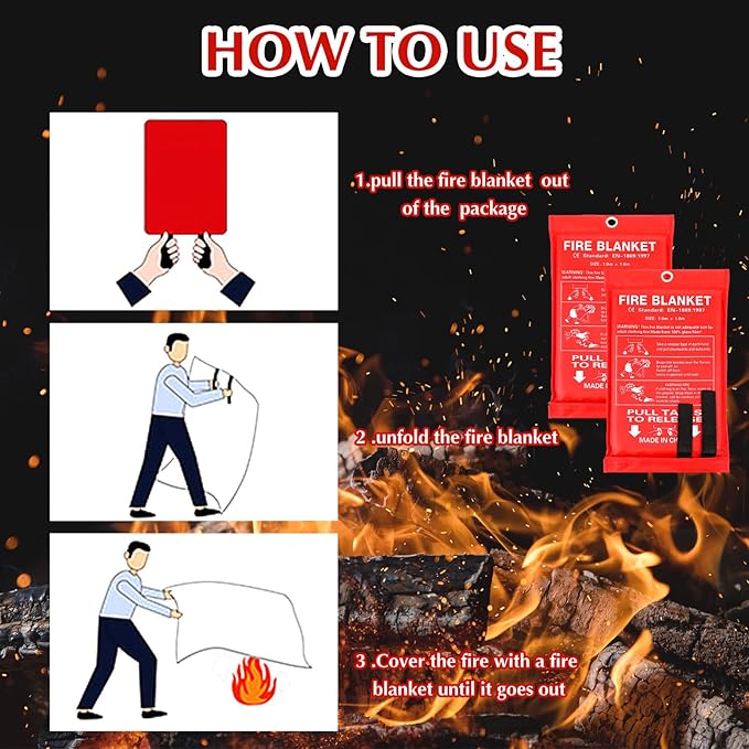 Macarrie 10 Pack 39” x 39” Fire Blanket Emergency for Home Kitchen Safety Suppression Blanket Fiberglass Fireproof Survival for Car Office (Red)