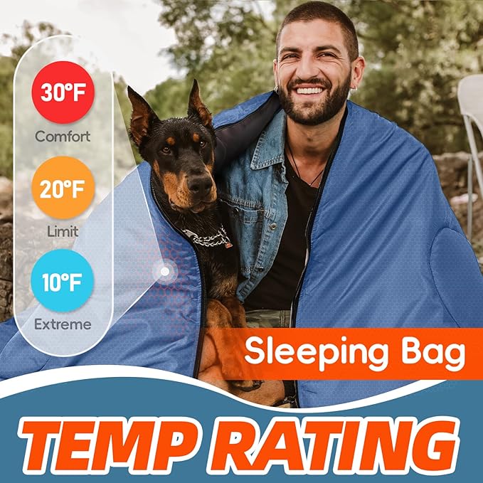 MEREZA 0 Degree Winter Sleeping Bag for Adults Kids with Pillow, Cold Weather Sleeping Bag for 4 Season Camping Hiking Backpacking Sleeping Bags for Big and Tall