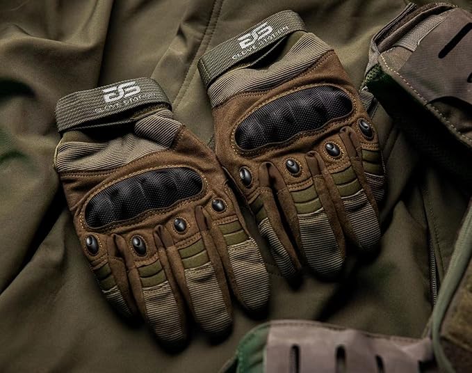 Glove Station Tactical Gloves for Men – Touchscreen Utility Gear with Hard Knuckle Protection Used in Motorcycle, Airsoft, Combat, Police, Shooting & Outdoor Work Green - Hard Knuckle XX-Large