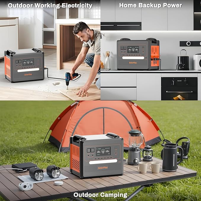 SolarPlay 2500W Portable Power Station, 2304Wh Large Capacity Solar Generator, BMS Emergency Power Station for Home Backup, Camping, Outdoor Battery Backup