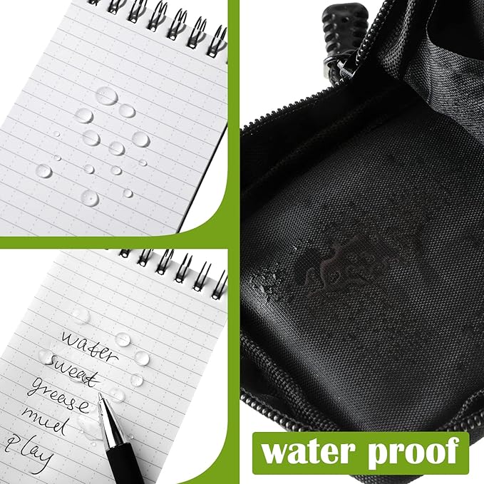 Eaasty Waterproof Notebook and Pen Set 3 x 5 Inch Pocket Tactical Notebook with 1 Metal Weatherproof Pen and 1 Fabric Cover for Outdoor Activities Recording(Black,5 Pcs)