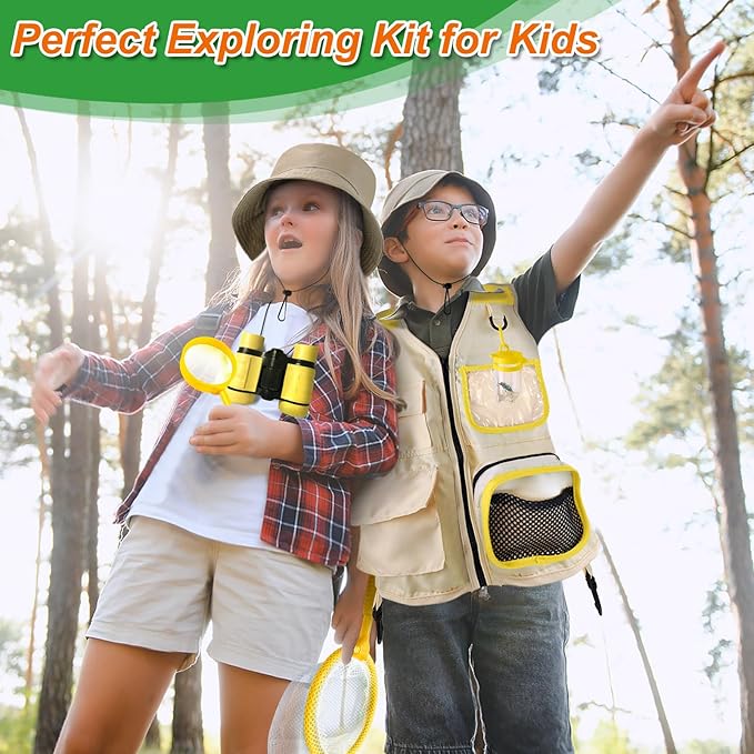 YOPINSAND Kids Explorer Kit & Bug Catcher Kit, Kids Camping Gear for Kids, Outdoor Exploration Set with Vest & Hat, Ideal Outdoor Camping Adventure Toys for Ages 3 4 5 6 7 8 Boys Girls