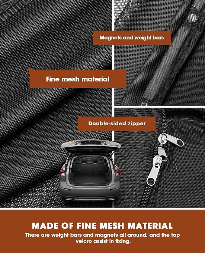 ANZOME Car Tailgate Mesh Screen for SUV Camping, 59x71 Inches Magnetic Car Trunk Mosquito Net for Ventilation and Bug Protection to Camping, Road Trips, Fishing, and More