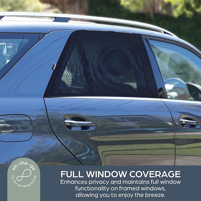 Dreambaby Fit-Over Baby Car Window Sun Shade – Stretchable Sunshade & Mesh Screen for Side Windows - UV Protection- Camping Essentials