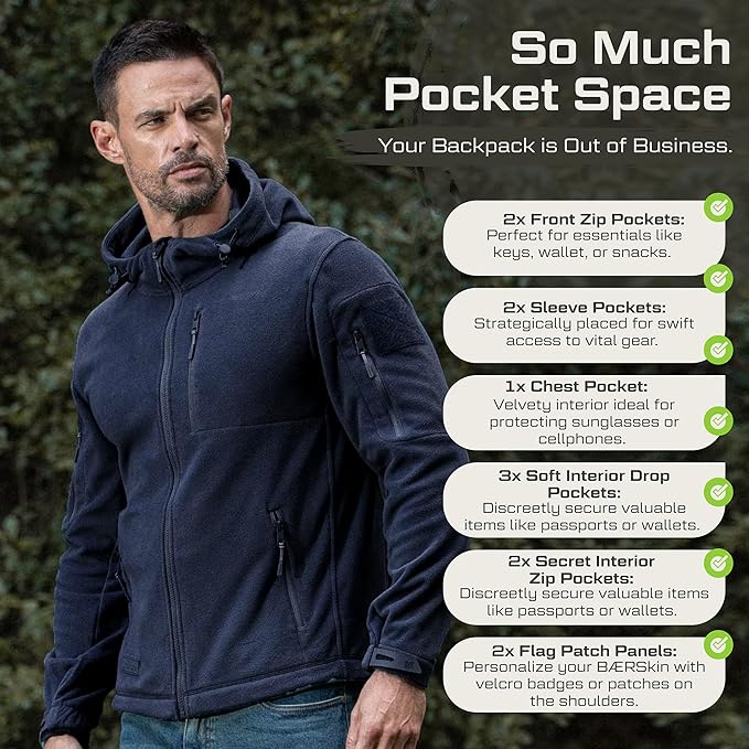 Baerskin Tactical Hoodie Jacket for Men 4.0 - Military Style Fleece Sweater for Cold, Rain, Wind or Snow