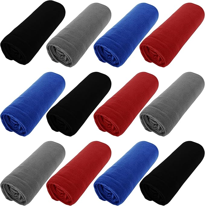 12 Pcs Fleece Throw Blankets, Bulk Pack 50x60 Soft for Home, Office, Wedding Gift Camping Bed Couch Pet