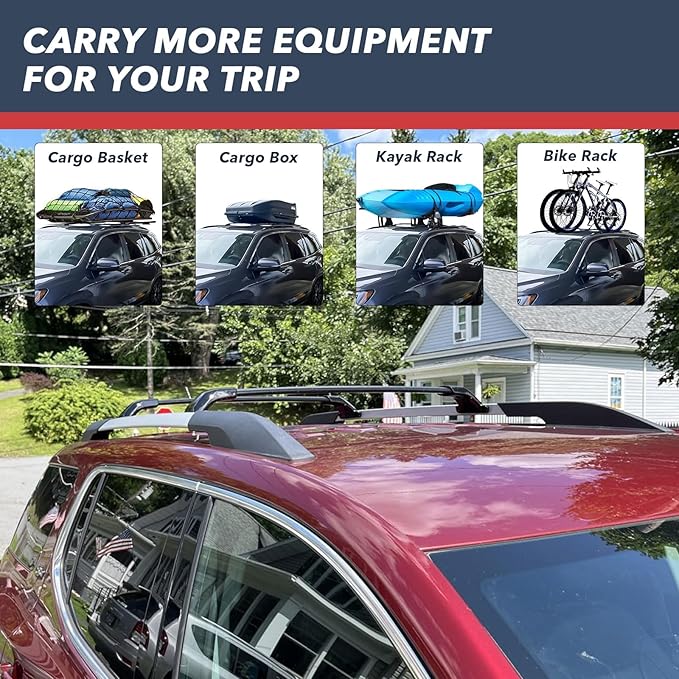 220lbs Roof Rack Cross Bars for 2017-2023 GMC Acadia, Aluminum Crossbar Luggage Rack for Rooftop Cargo Carrier Bag Kayak Canoe Bike Snowboard Skiboard