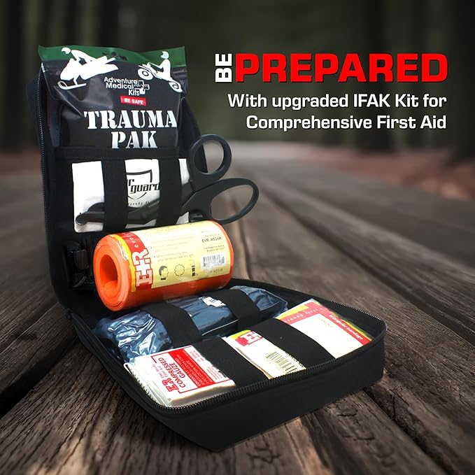 Premium IFAK Trauma First Aid Kit - Military Combat Tactical Molle - Active Shooter Kit with Vented Chest Seal, Emergency Bleeding Control - Black