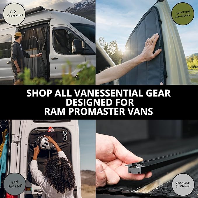 VanEssential Insulated Blackout Front Windshield Cover Designed for RAM Promaster Van Years 2014 to Current Model - Charcoal Gray