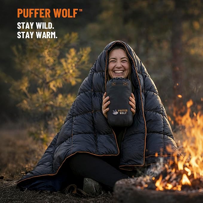 PW700 Extra Large Double Insulated Outdoor Camping Blanket | 2X Puffy, Warm, Packable, Weatherproof, Durable, and Lightweight | Top Quilt for Hiking, Backpacking, Stadium Events, Picnics