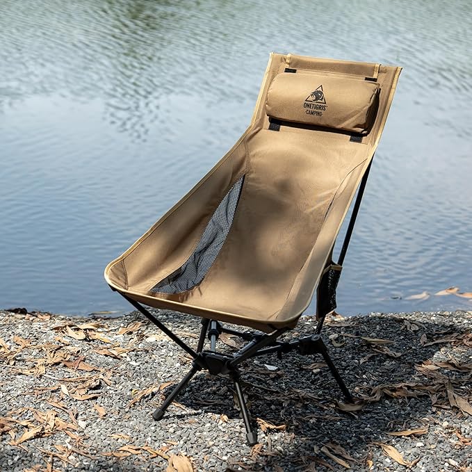 ONETIGRIS Tigerblade High Back Camping Chair with Pillow Design, Comfortable Widened Seat Folding Chair