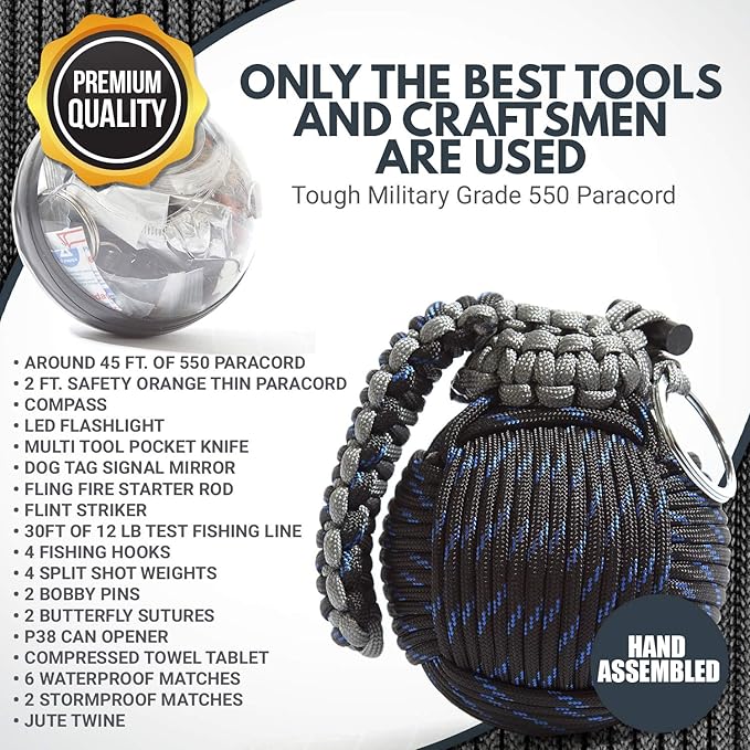 Holtzman’s Survival Kit Paracord Grenade The #1 Best 48 Tool Emergency kit