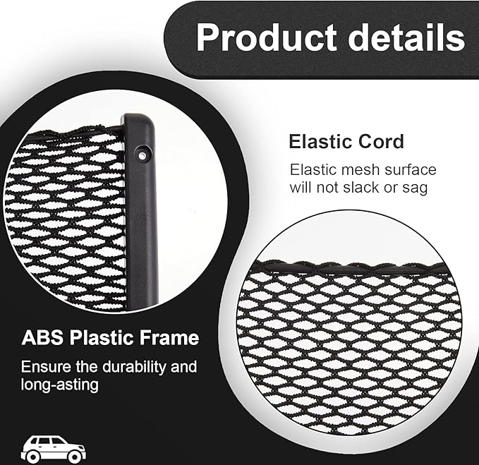 Frienda 4 Pcs Car Storage Net Bag, ABS Plastic Framed Mesh Net Holder, Phone & Cargo Organizer with Screws for Auto, Rv, Boat, Truck Pocket Storage (9 x 4 Inch)