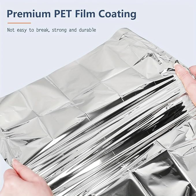 MEETSWEET Emergency Rescue Blanket Outdoor Survival Blanket Waterproof, Windproof, Warm, Sunscreen Lightweight and Portable Suitable for First Aid Bags and Outdoor Camping, Silver, 12pcs