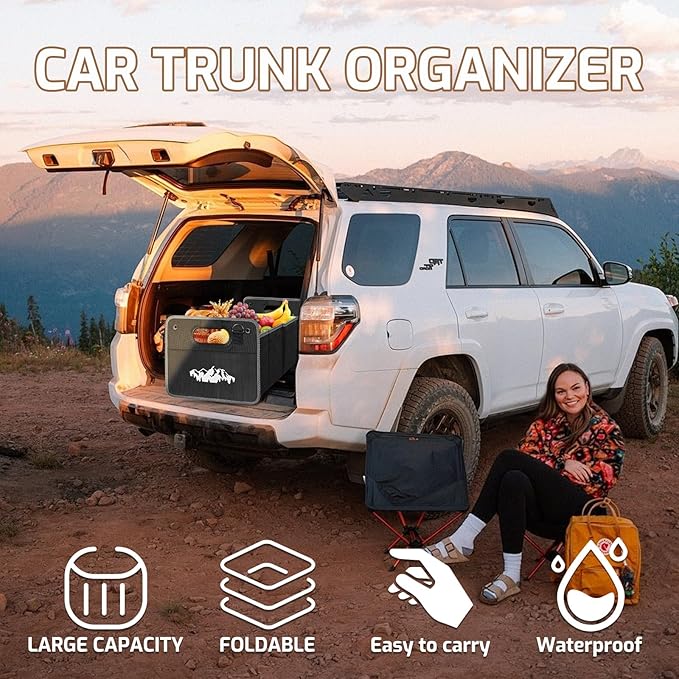 Car Trunk Organizer for Subaru Outback Crosstrek Forester Ascent Impreza WRX Legacy Accessories, Car Trunk SUV Accessories for Men & Women, 600D Oxford Polyester Trunk Storage Organizer Box (WHITE)