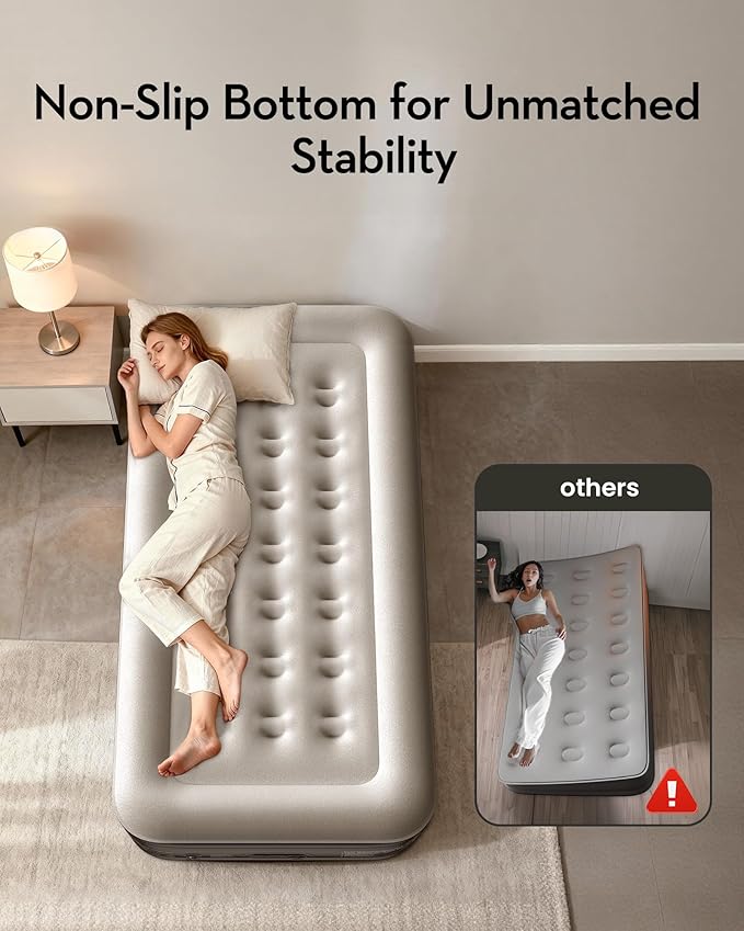 OhGeni Twin Air Mattress with Built in Pump, Blow up Mattresses, Ideal Alternative to a Bed, 18" Raised Blow Up Colchones Inflables Airbed for Guests & Home, Ideal for Home Use and Outdoor Camping